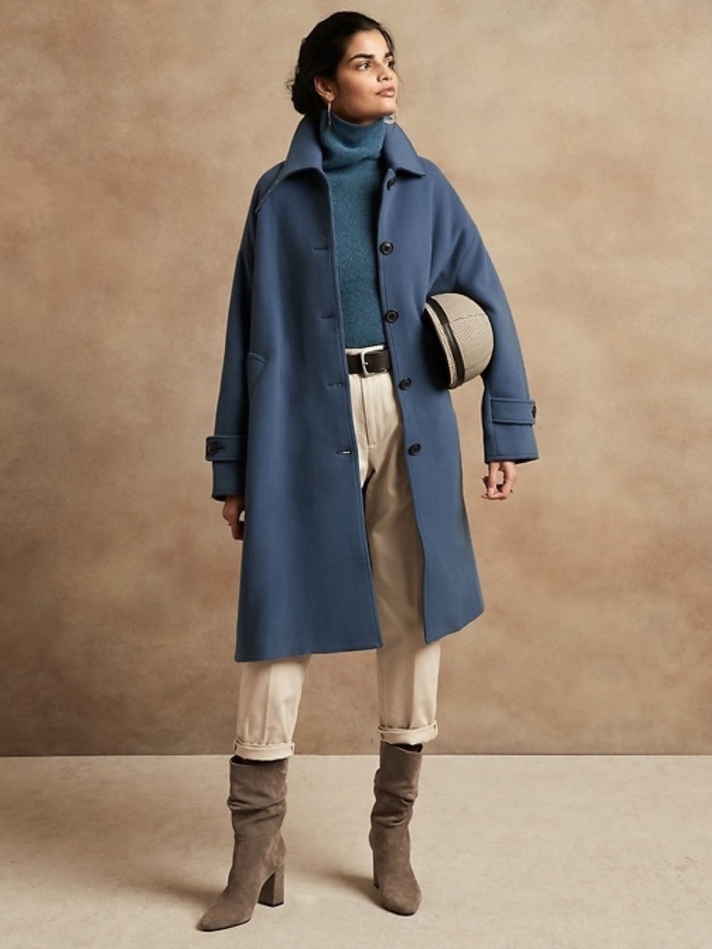 Banana Republic Long wool cashmere blend Melton coat